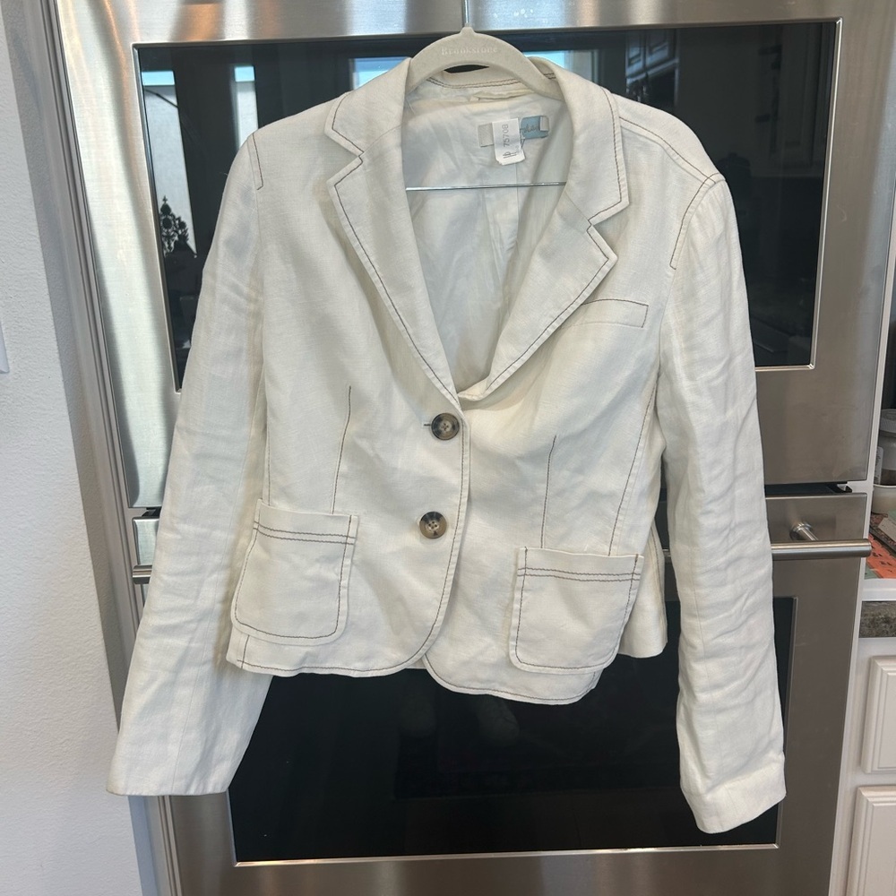 Boden White Cotton Blend Blazer
